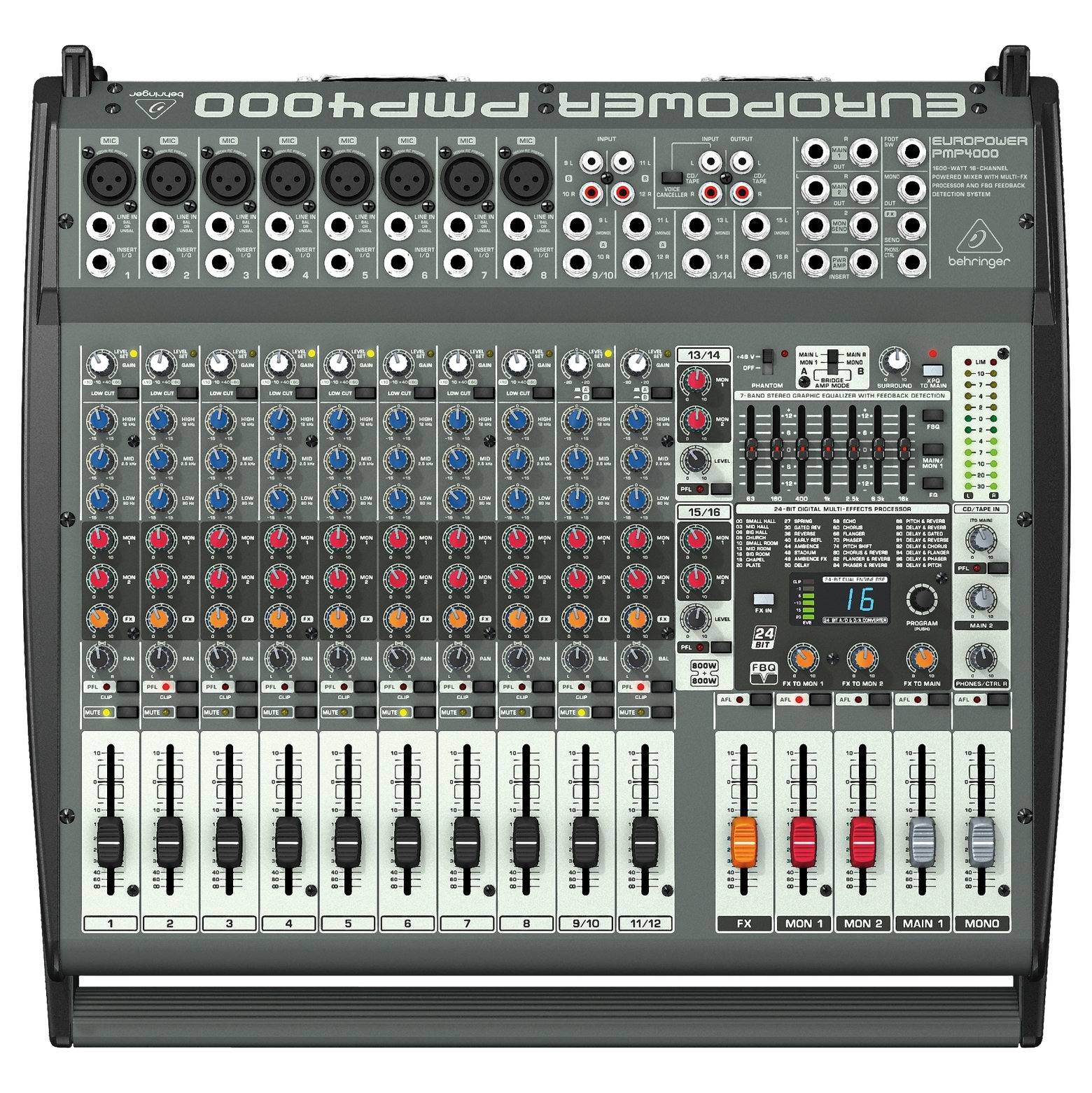 BEHRINGER PMP4000 - микшер-усилит,2x300 Втна8 Ом (2x600 Вт на 4 Ом), 1200  мост 8 Ом, 8 моно/4 стерео купить онлайн по актуальной цене со скидкой и  доставкой - invask.ru