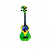 WIKI UK/BZ - гитара укулеле сопрано, рисунок "бразильский флаг", чехол в компл