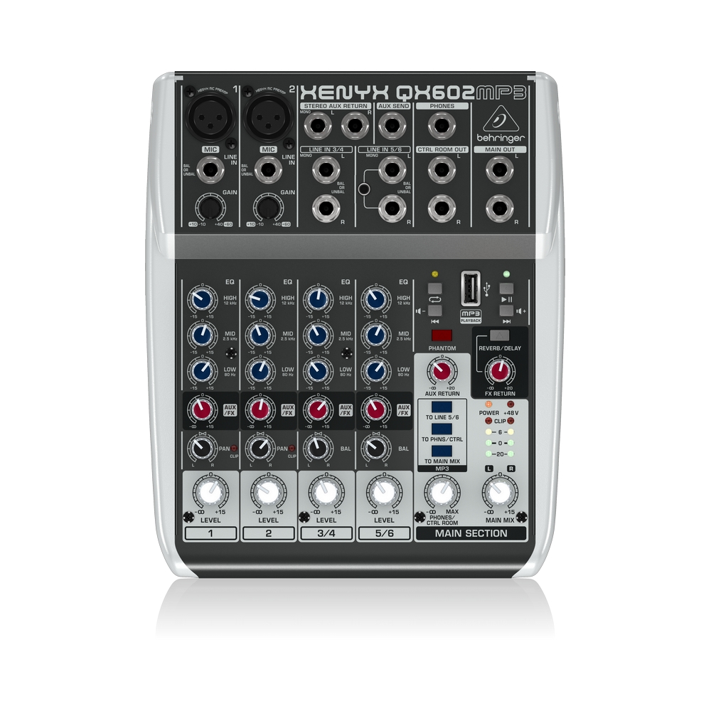 BEHRINGER QX602MP3 - микшер, 6 каналов, 2 микр. предусил. XENYX, USB МР3  плеер, British EQ, Multi FX купить онлайн по актуальной цене со скидкой и  доставкой - invask.ru