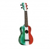 WIKI UK/IT - гитара укулеле сопрано, рисунок "итальянский флаг", чехол в комплекте