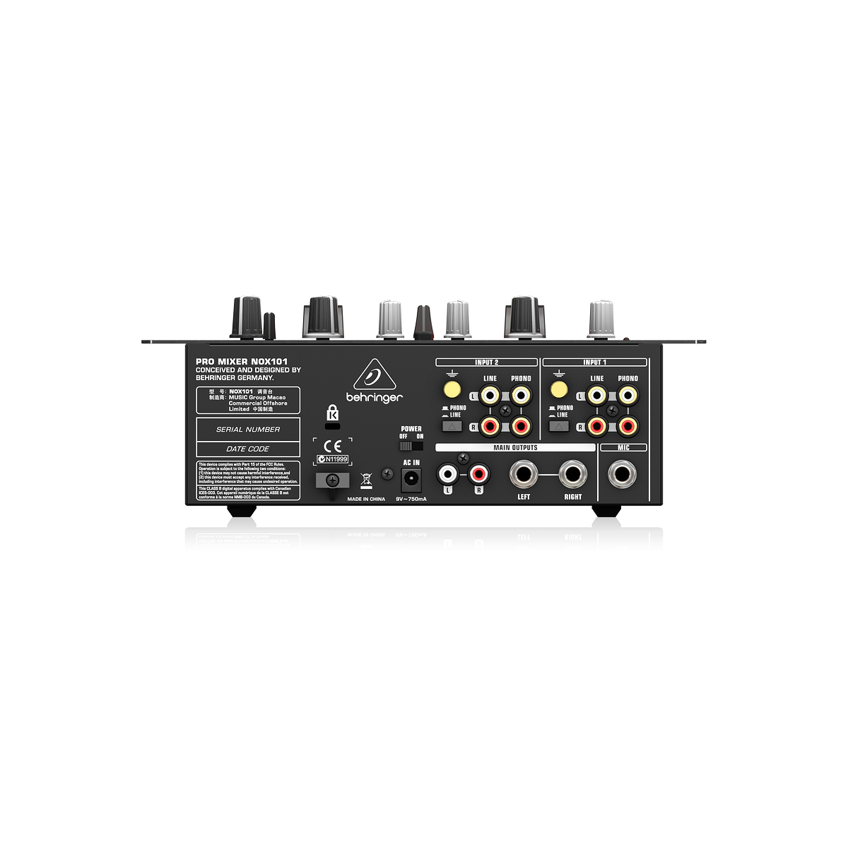 BEHRINGER NOX101 - 2-канальный DJ микшер с полным VCA управлением ...