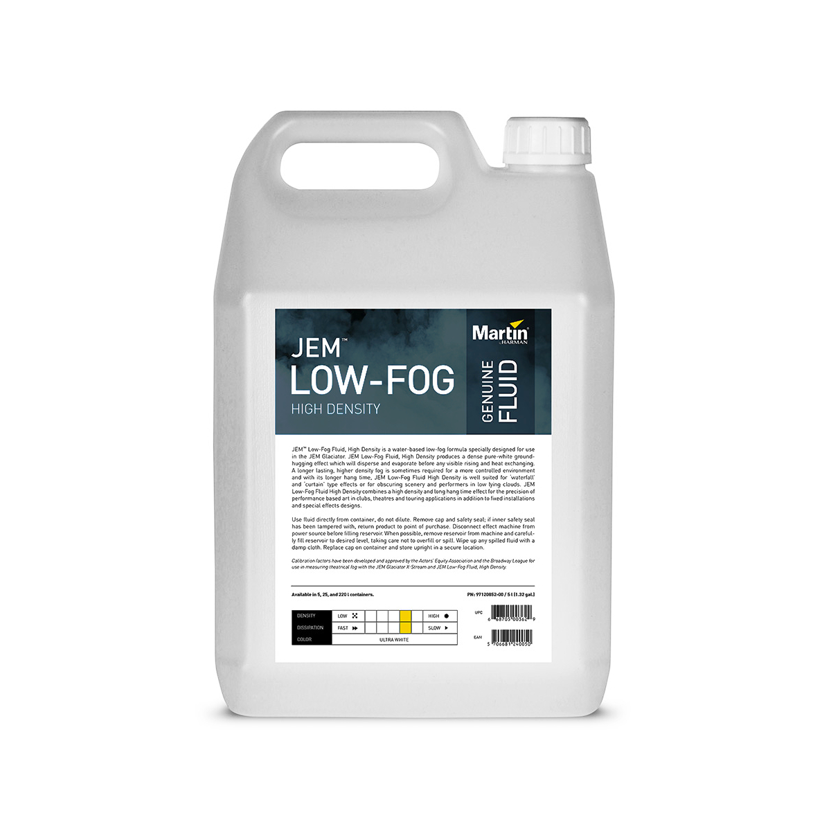 MARTIN JEM Low-Fog, High Density 5L - жидкость высокой плотности для  генераторов дыма, 5л купить онлайн по актуальной цене со скидкой и  доставкой - invask.ru