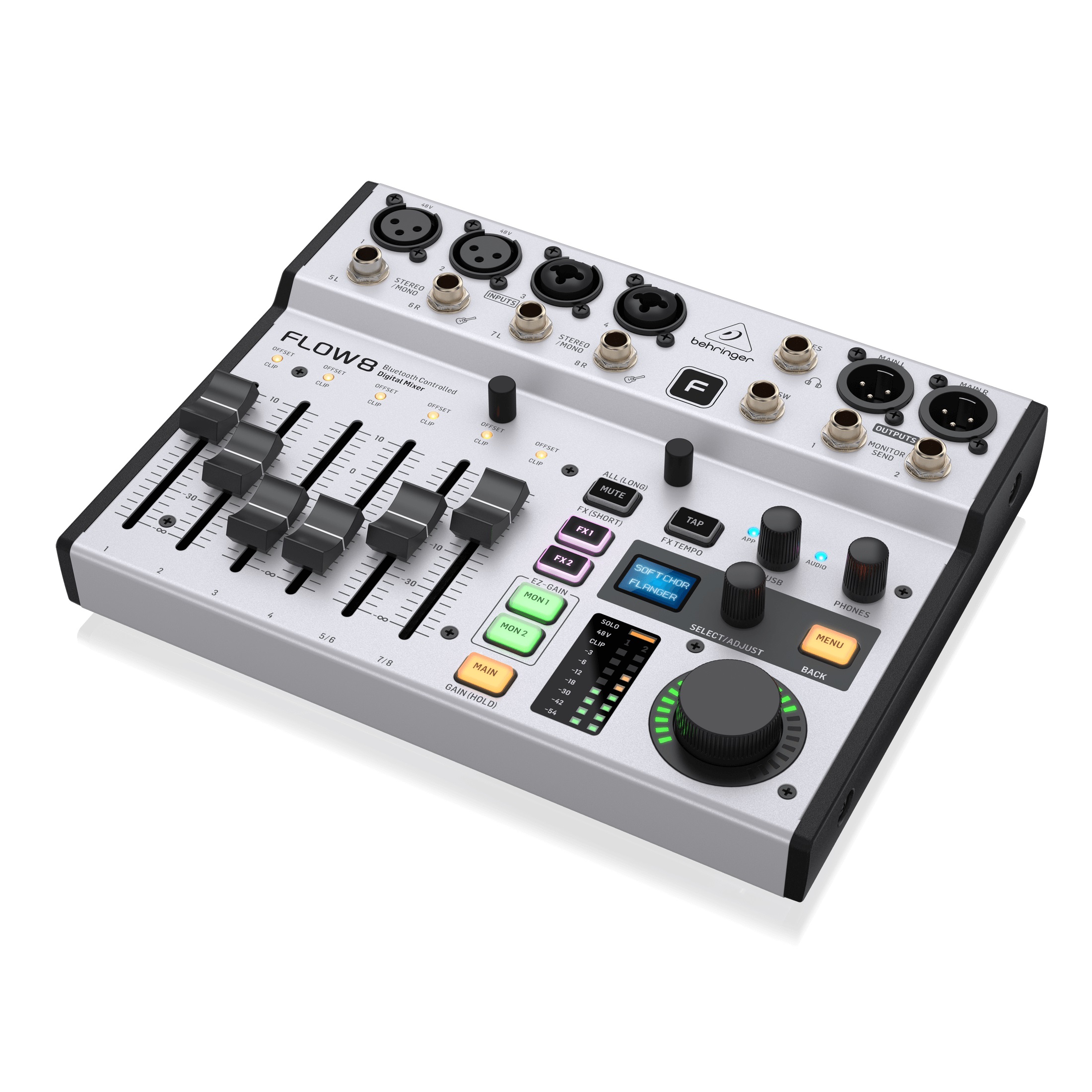 BEHRINGER FLOW 8 - цифровой микшерный пульт, 4 TRS входа, 2 XLR входа, 2  XLR/TRS входа, USB порт купить онлайн по актуальной цене со скидкой и  доставкой - invask.ru