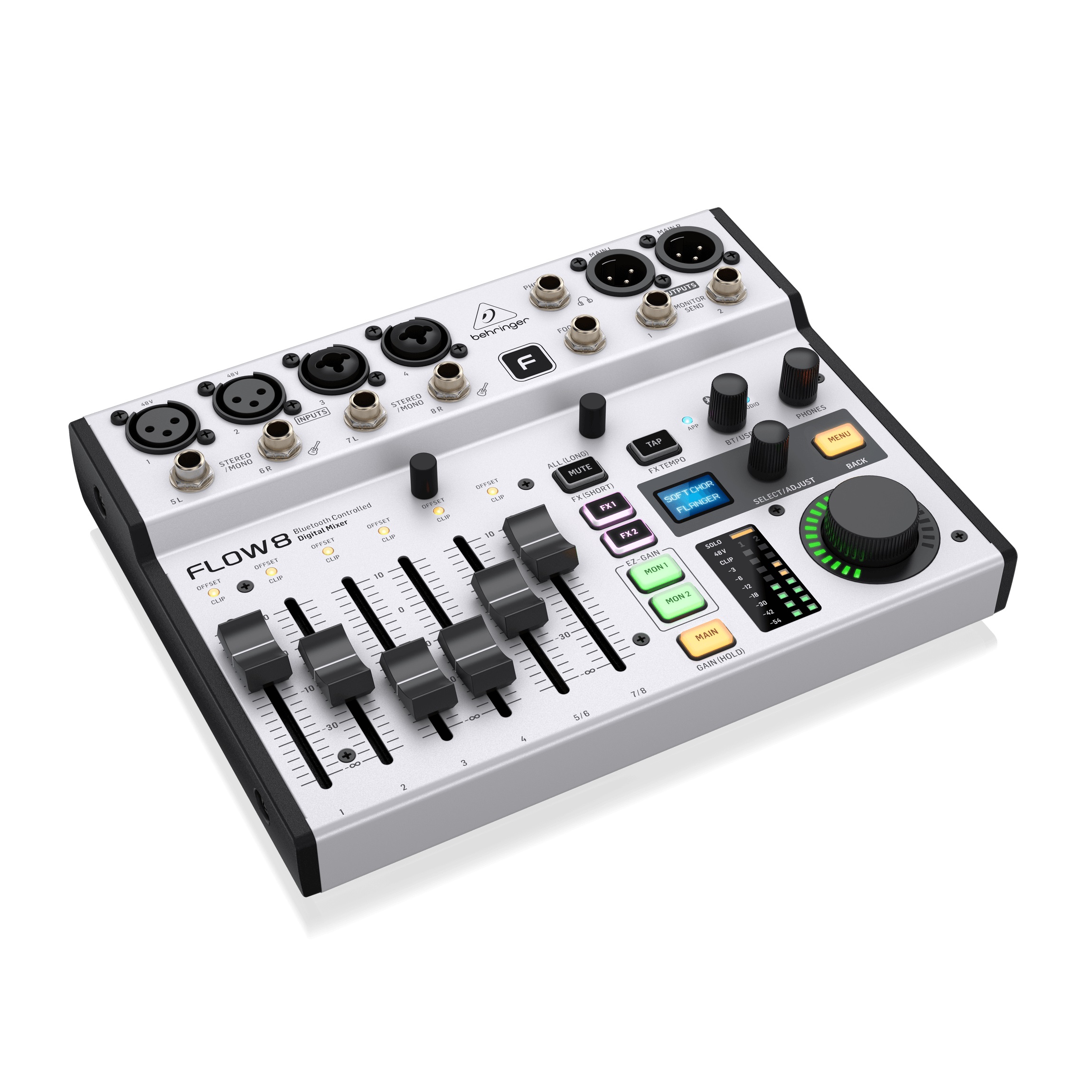 BEHRINGER FLOW 8 - цифровой микшерный пульт, 4 TRS входа, 2 XLR входа, 2  XLR/TRS входа, USB порт купить онлайн по актуальной цене со скидкой и  доставкой - invask.ru