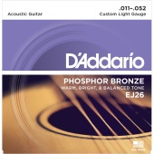 D'ADDARIO EJ26 - струны для акустической гитары с обмоткой из фосфорной бронзы, Custom Light 11-52