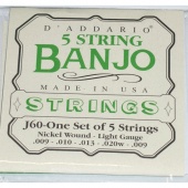 D'ADDARIO J60 - струны для банджо, 5 String and Tenor Banjo/Light/Nickel